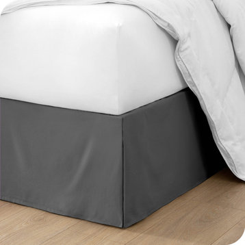 Bare Home Microfiber Bed Skirt , 15" Drop Length, Gray, Full Xl