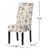 GDF Studio Percival White and Blue Floral Fabric Dining Chairs, Set of 2, White and Blue Floral, Fabric