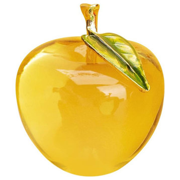 Glaze Crystal Apple Paperweight Craft Decoration in Yellow