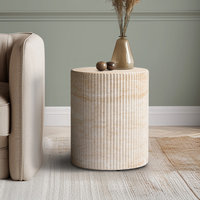 Studio London Maru Modern Travertine Effect Side Table for Stylish Home
