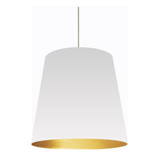 Dainolite 1-Light Oversized Drum Pendant With White, Gold Shade, Large, OD-L-692