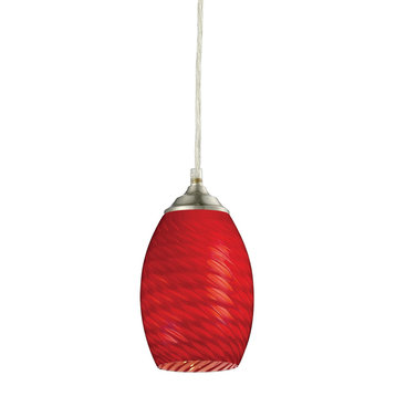 Jazz Collection 1 Light Mini Pendant in Brushed Nickel Finish