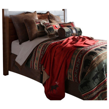 Backwoods Black Bear Striped Bedding Set, Queen