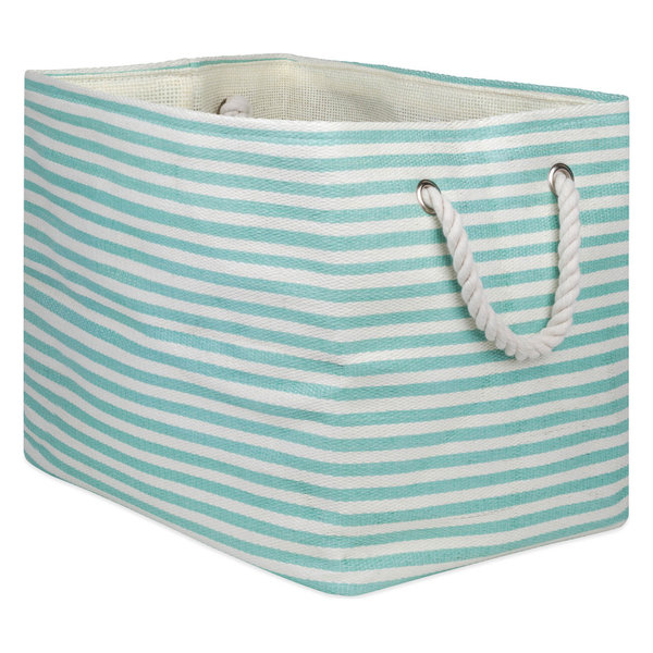 DII Paper Bin Pinstripe Aqua Rectangle Medium