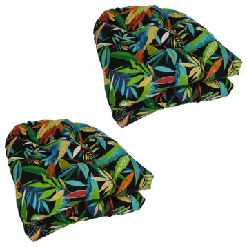 19" U-Shaped Outdoor Tufted Chair Cushions, Set of 4, Jungle