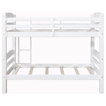 Linon Levi Twin over Twin Wood Bunk Bed in White