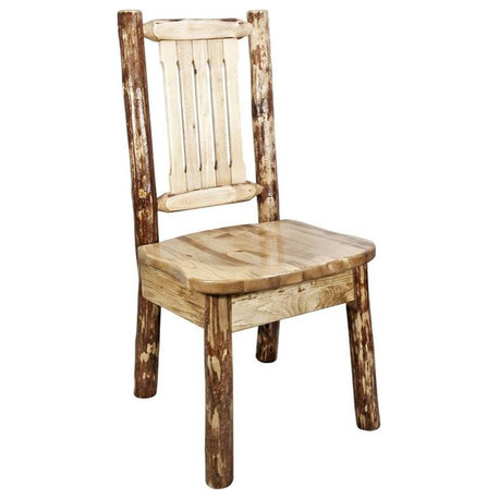 Montana Woodworks Glacier Country Solid Wood Side Chair in Brown