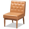 Lippmann Modern Farmhouse Dining Chair, Tan Faux Leather