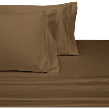 Set of 2 650TC Solid Cotton Blend Pillowcases, Taupe, King