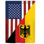 Breeze Decor - US German Friendship 2-Sided Vertical Impression House Flag - Size: 28 Inches By 40 Inches - With A 4"Pole Sleeve. All Weather Resistant Pro Guard Polyester Soft to the Touch Material. Designed to Hang Vertically. Double Sided - Reads Correctly on Both Sides. Original Artwork Licensed by Breeze Decor. Eco Friendly Procedures. Proudly Produced in the United States of America. Pole Not Included.