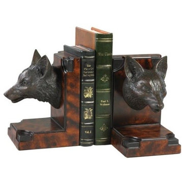 Bookends Fox Head Lifelike Hand Painted Resin OK Casting Made in USA