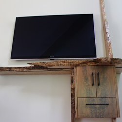 Custom Live Edge T.V. Unit - Display And Wall Shelves 