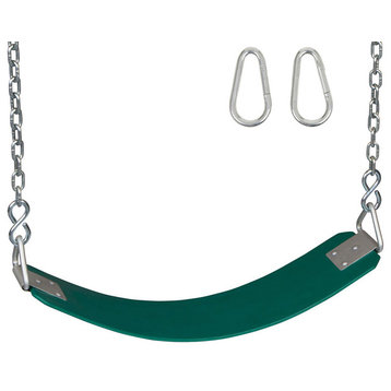 Polymer Belt Swing Seat With Chains and Hooks, Green