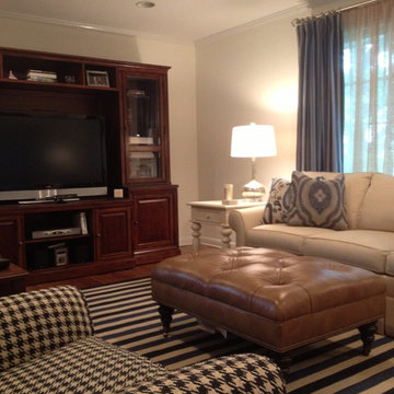 Blue and White Traditional Living Room