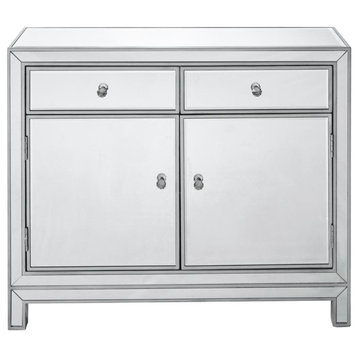 Nightstand 2 Drawers 2 Doors 38" W X 12" D X 32" H , Antique Silver Paint