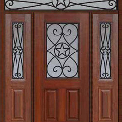 Prehung Sidelights-Transom Door 80 Fiberglass Austin Texas Star - Front Doors