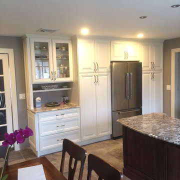 White kitchen with Espresso Island