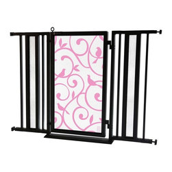 Fusion Gates - Fusion Gate with Songbirds in Pink Design, Black, 36"-52" - Baby Gates And Child Safety