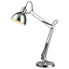 Adjustable Metal Bankers Desk Lamp with Glass Shade (Brass)