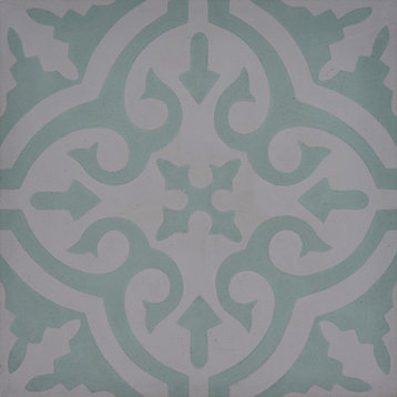 8"x8" Argana Handmade Cement Tile, Green/Gray, Set of 12
