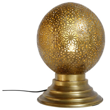 Moroccan Brass Globe Table Lamp