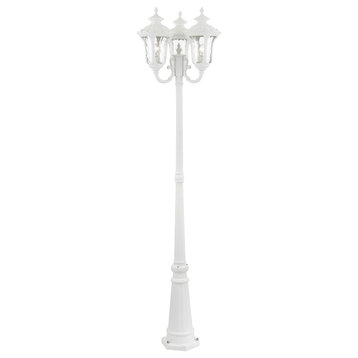 Textured White Traditional, Victorian, Sculptural, Outdoor Post Light