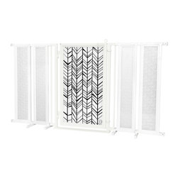 Fusion Gates - Fusion Gate with Chevron Trail Design, White Pearl, 71.5"-74" - Dog Gates