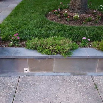 Flagstone Sidewalk and retaining wall