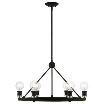 Lansdale 6 Light Chandelier, Black with Brushed Nickel Accents
