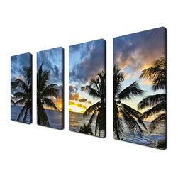 Ready2HangArt - Ready2hangart Chris Doherty 'Niue Sunset III' 4-piece Canvas Wall Art - Prints And Posters