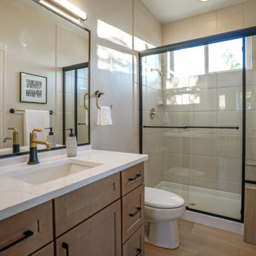 Guest Bath at Top of Stairway Visible from Dining Room After