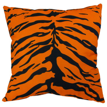 Tiger Print Decorative Pillow, 16x16, Orange