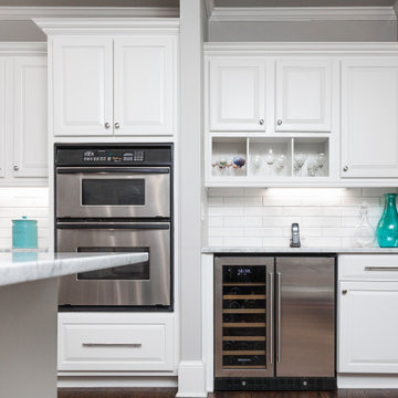 White subway tile & Marble Kitchen