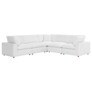 Commix Down Filled Overstuffed 5 Piece 5-Piece Sectional Sofa, Pure White