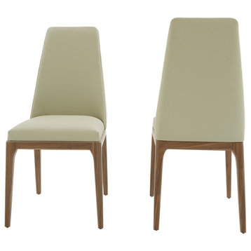 Modrest Encino Modern Gray and Walnut Dining Chair, Set of 2