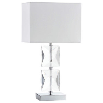 Incandescent Crystal Table Lamp, Chrome Finish, w/ White Shade, C96T-PC