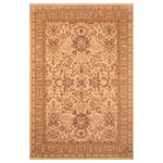 Bareens Designer Rugs - Oriental Ziegler Verona Tan Brown Hand-Knotted Wool Rug - 5'10'' x 9'10'' - Enhance the ambiance of your home with this magnificent Persian-influenced Turkish hand-knotted rug made by skilled artisans capable of creating the most exceptional vegetable dyes and hand-spun wool. This exquisite handmade rug is a one-of-a-kind Peshawar Kafkaz, otherwise identified as Chobi, Chobi Peshawar, Oushak, or Ziegler rug. These handmade rugs are crafted in Pakistan utilizing superior-quality wool imported from Australia, New Zealand, and Korea in two types of weaves: the Persian weave and the Mori weave. This rug is meticulously crafted by hand using the finest natural vegetable dyes extracted from local plants. The artisans use a blend of hand-spun local and fine merino wool, resulting in a rug with a compelling texture, higher lanolin content, and longer staple. The artisans occasionally incorporate natural or artificial silk into the pile to enhance specific motifs. The finished product is an awe-inspiring execution of flawless design and an understated palette that exudes elegance.