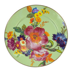 Flower Market Enamel Charger/Plate - Green | MacKenzie-Childs - Charger Plates