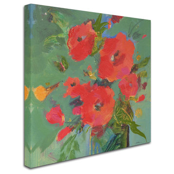 Sheila Golden 'Crimson Bouquet' Canvas Art, 35"x35"