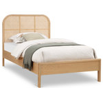 Meridian Furniture - Siena Ash Wood Bed, Natural, Twin - Balance timeless beauty and classic lines with a modern aesthetic when you bring home this Siena bed. This twin-size bed is made from solid ash wood, so you can trust its resilient durability for long-term use. The rich natural finish on ash veneer lends it a beautiful aesthetic while the natural cane insert on the headboard adds a hard-to-miss contrast that drives home the bed's elegance and sophistication.