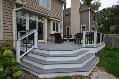 Example of a mid-sized classic backyard deck design with no cover