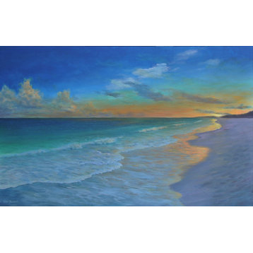 Large Original Tropical Sunset Beach Seascape Painting