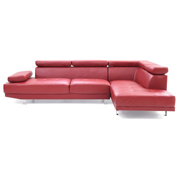 Riveredge 109" W 2 Piece Faux Leather L Shape Sectional Sofa, Red