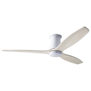 Arbor Flush Fan, Gloss White, 54" Whitewash Blades, No Light, Wall Control