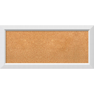 Framed Cork Board, Blanco White Wood, Outer Size 34x16
