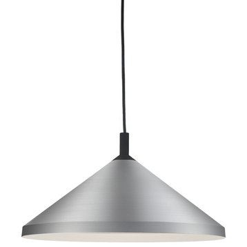 Dorothy Single Lamp Pendant, Brushed Nickel/Black, 18"Dx9"H