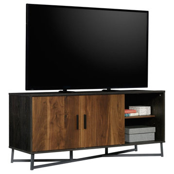 Sauder Canton Lane Engineered Wood 60" TV Credenza in Grand Walnut and Black