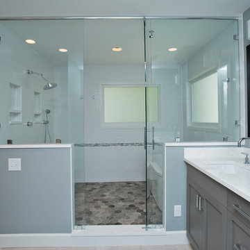 Softly Inviting Master Bathroom with Wet Room