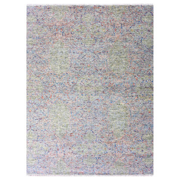 Gray Goose Oushak influence With Salt and Pepper Motif 100% Wool Rug 9'1"x12'1"