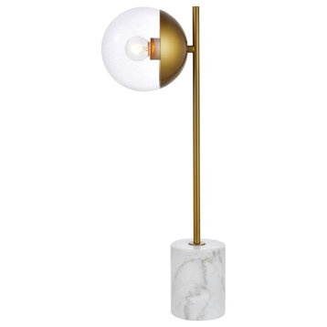 Living District Eclipse 1 Light Table Lamp, Brass/Clear, 6"